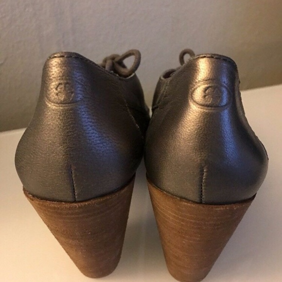 LUCKY BRAND PEEP LEATHER LASER CUT BLOCK HEELS 7.5 - Picture 6 of 6